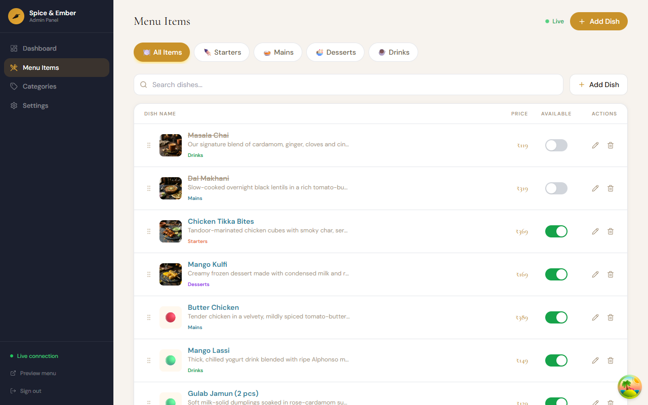 Menu Management